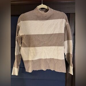 Striped mock neck sweater